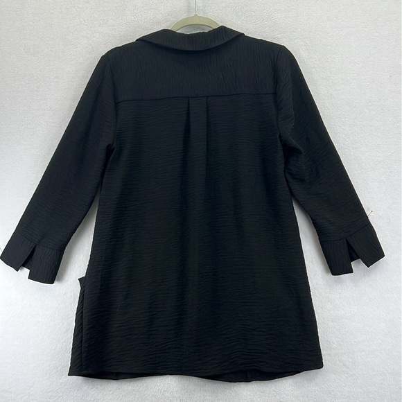 Nina Leonard Notched Neck Tunic Women’s Sz S Black Textured Polyester Knit - Picture 6 of 12
